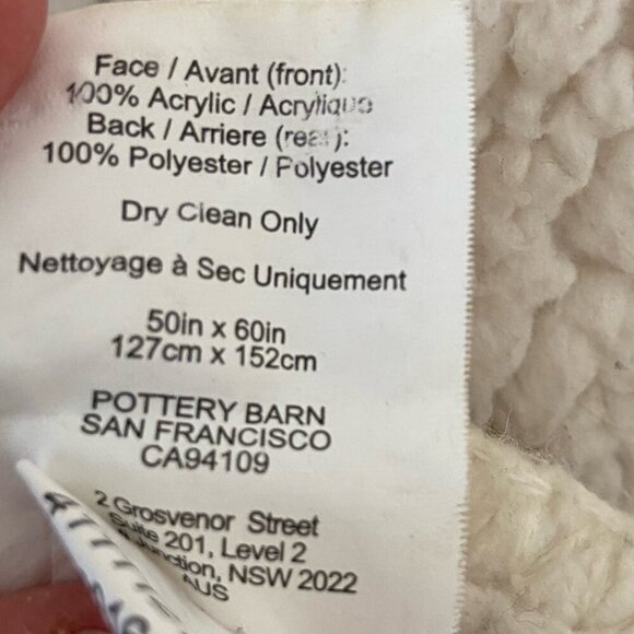 Pottery Barn Faux Sherpa and Mohair Throw Blanket Ivory Cream Color 50x60 Inches - Picture 13 of 15